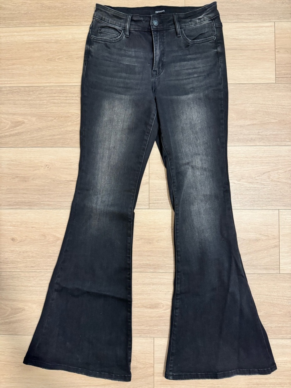 Zenana Outfitters Black Faded Flare Jeans